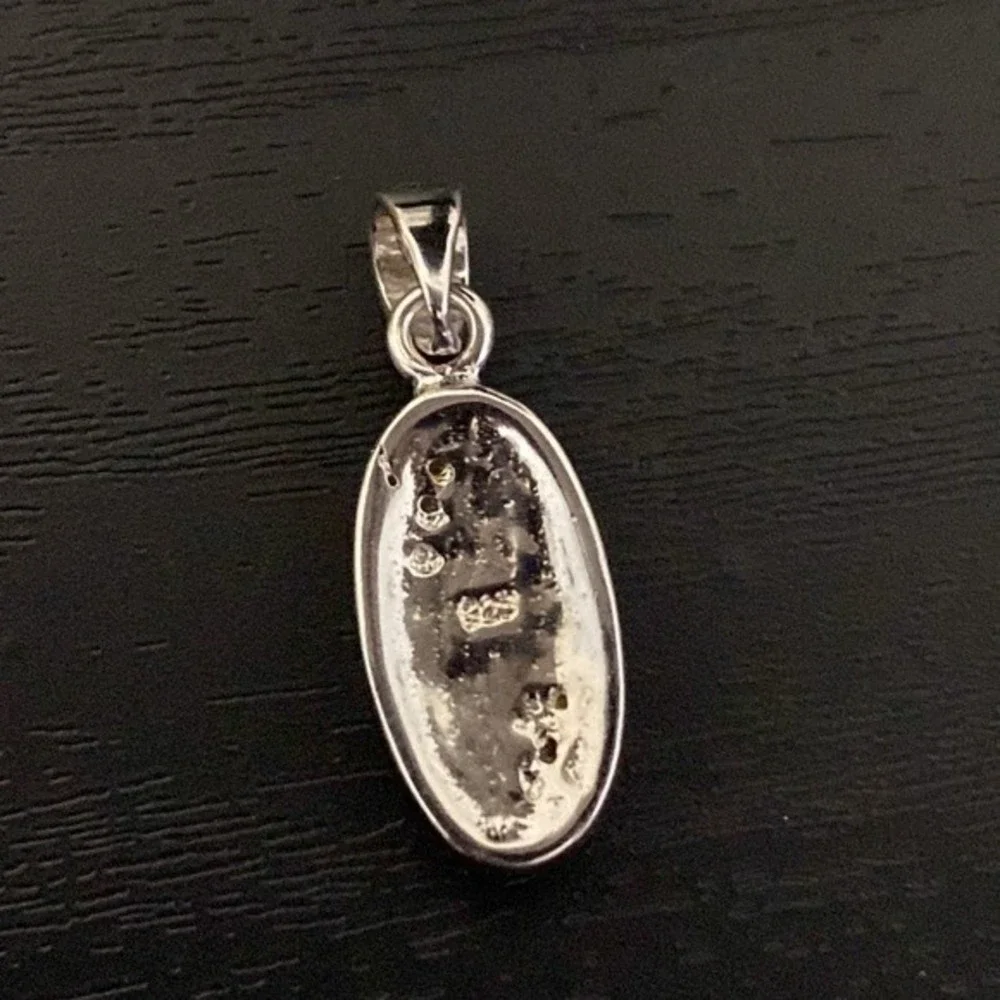 Blue Opal and Cubic Zirconia Sterling Silver Pendant - Picture 3 of 4